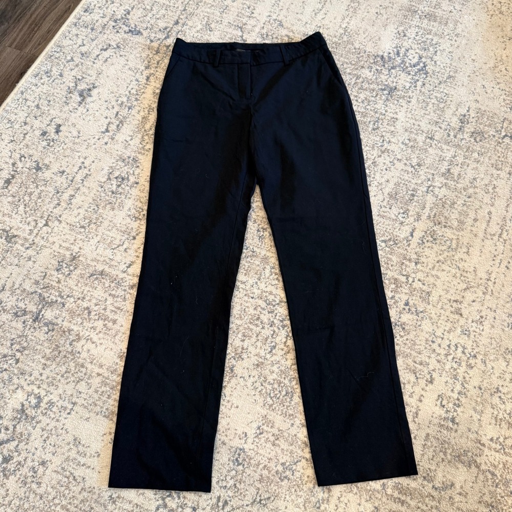 Theory Womens Black Virgin Wool Stretch Straight Leg Dress Pants Size 2